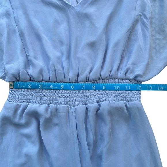 Halogen Women's Light Blue V-Neck Flutter Sleeve Wide Leg Jumpsuit.‎ Size MED - Picture 12 of 15